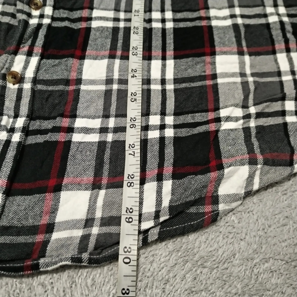 Chaps Shirt Mens L Combat Grey Flannel Plaid Embroidered Logo Button Down Pocket - Picture 4 of 13